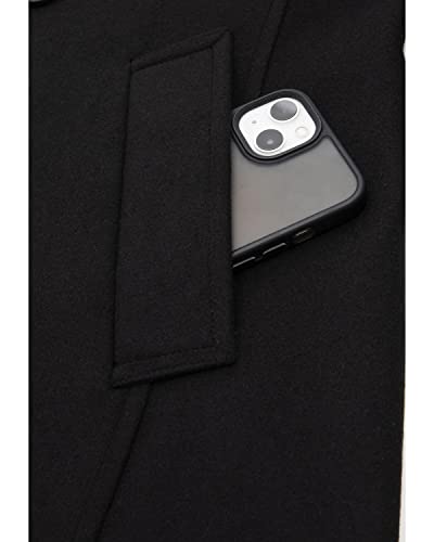 Lisskolo Men's Morden Stylish Peacoat Wool Blend Double Breasted Pea Coat Black L