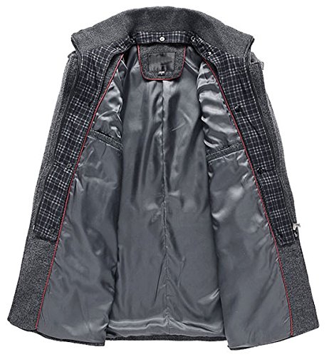 chouyatou Men's Winter Stylish Wool Blend Single Breasted Military Peacoat (Large, Gray)