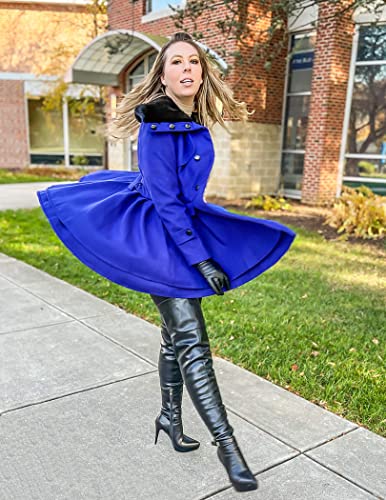 Zeagoo Women Pea Coats Swing Wool Trench Coat Dressy Jackets Winter Long Overcoat With Belt