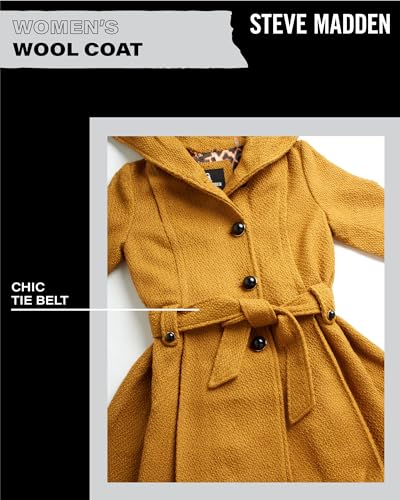 Steve Madden Women's Wool Coat's OLA501H, Mustard, Large