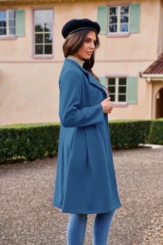 GRACE KARIN Peacoat Womens Coat Winter Warm Thick Long Winter Coats for Women Outwear Pea Coat Jacket Blue Grey XL