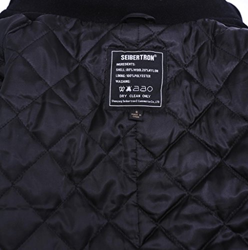 Seibertron Men's Woolen Coat US Navy Type 80% Wool USN Pea Coat Black L