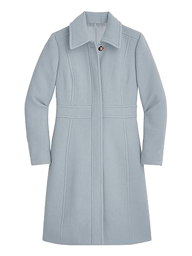 Fisoew Women's Elegant Single Breasted Coat Long Sleeve Mid Winter Overcoat Work Office Pea Coats