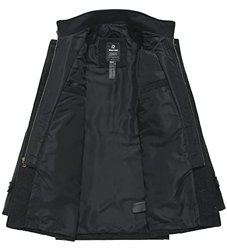 wantdo Men's Peacoat Business Casual Wool Jacket Overcoat Black L
