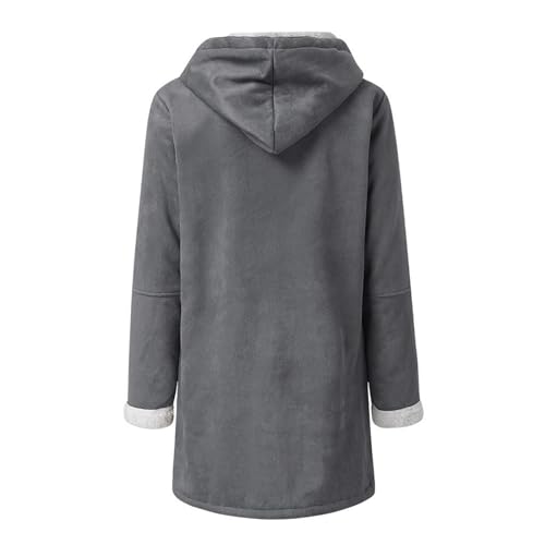 Prime of Day Deals Today 2024 October Todays Daily Deals,Winter Coats for Women 2024 Trendy Plus Size Warm Sherpa Fleece Lined Jackets Suede Hooded Parka Peacoat Outerwear,Gray,3X-Large