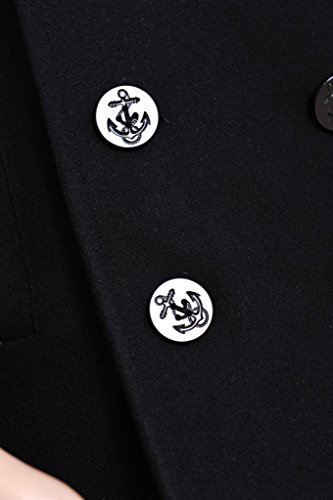 Seibertron Men's Woolen Coat US Navy Type 80% Wool USN Pea Coat Black L