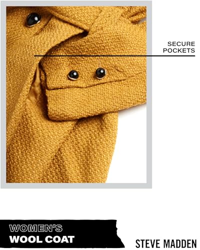 Steve Madden Women's Wool Coat's OLA501H, Mustard, Medium