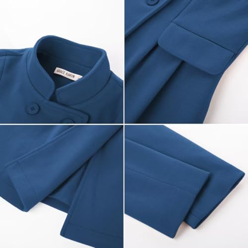 GRACE KARIN Peacoat Womens Coat Winter Warm Thick Long Winter Coats for Women Outwear Pea Coat Jacket Blue Grey XL