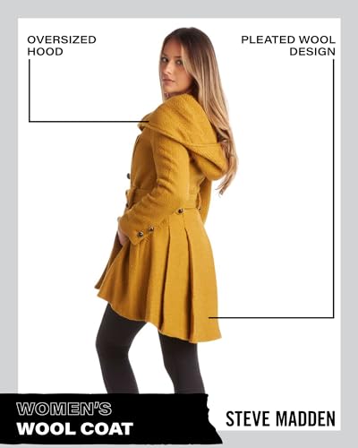 Steve Madden Women's Wool Coat's OLA501H, Mustard, Large
