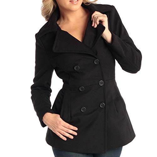 Alpine Swiss Emma Womens Peacoat Double Breasted Overcoat 3/4 Length Wool Blazer Black 2XL