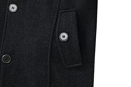 wantdo Men's Peacoat Business Casual Wool Jacket Overcoat Black L