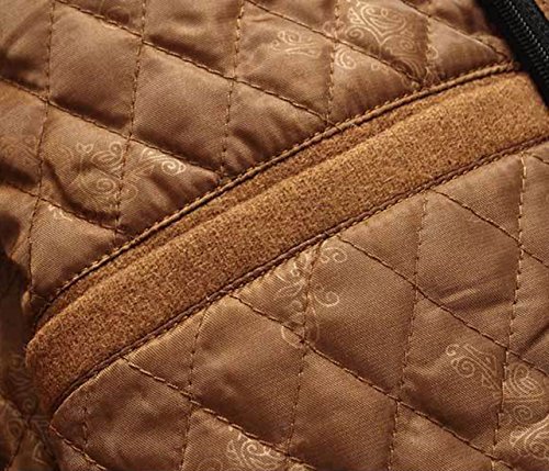 chouyatou Men's Gentle Layered Collar Single Breasted Quilted Lined Wool Blend Pea Coats (Medium, Brown)