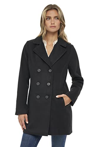 Sebby S.E.B Women's Peacoat, Double Breasted Pea Coat in Black, Camel, Check, and Plaid. The Perfect Notched Collar Winter Wool Coat for women outerwear jacket.