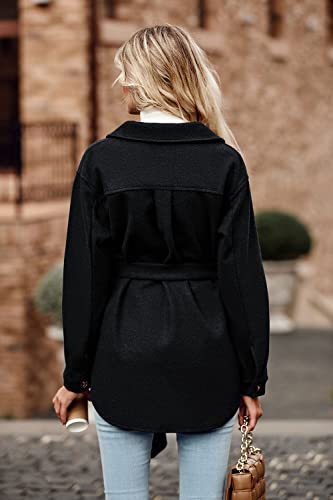 PRETTYGARDEN Women's Fall Fashion Winter Trench Coats Lapel Button Down Peacoat Belted Outerwear Casual Jackets (Black,Small)