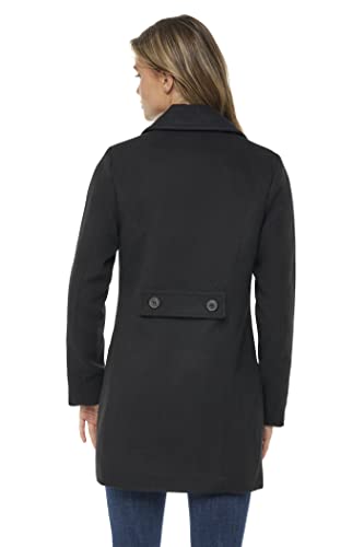 Sebby S.E.B Women's Peacoat, Double Breasted Pea Coat in Black, Camel, Check, and Plaid. The Perfect Notched Collar Winter Wool Coat for women outerwear jacket.