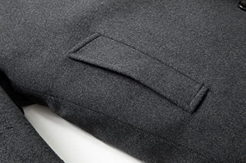 chouyatou Men's Classic Double Breasted Wool Blend Pea Coat Mid Long Trench Coat (Medium, Dark Grey)