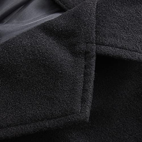 QWENTMTNTY Peacoat Mens Coat Warm Thermal Coats Men Aviator Jacket Men Wool Pea Coats for Men Mens Trench Coat Slim Fit Double Breasted