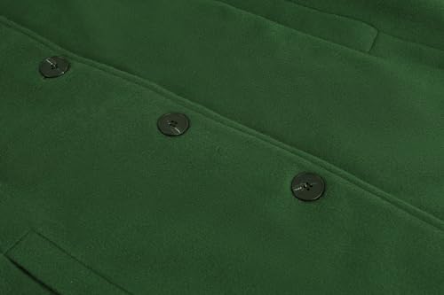 CHARTOU Women's Casual Thicken Wool Blend Stand Collar Single Breasted Pea Coat (Medium, Green)