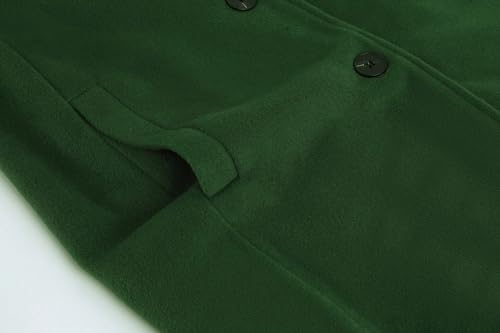 CHARTOU Women's Casual Thicken Wool Blend Stand Collar Single Breasted Pea Coat (Medium, Green)