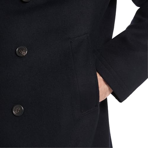 Van Heusen Men's Tatton Classic Double Breasted Peacoat, Navy, Large