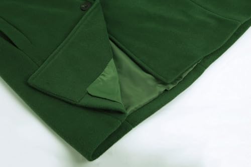 CHARTOU Women's Casual Thicken Wool Blend Stand Collar Single Breasted Pea Coat (Medium, Green)