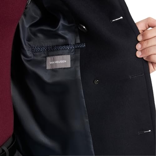 Van Heusen Men's Tatton Classic Double Breasted Peacoat, Navy, Large