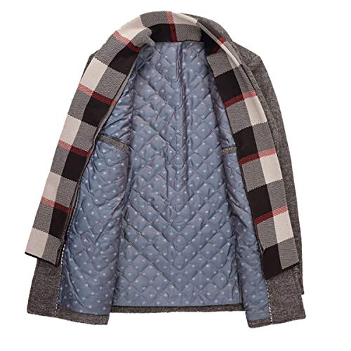 INVACHI Men's Wool Blend Pea Coat Warm Winter Coat Business Dress Coats With Removable Scarf