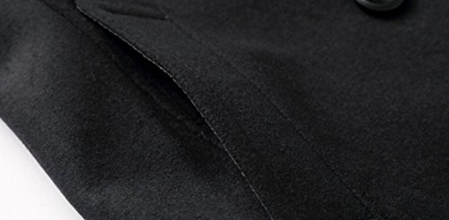 chouyatou Men's Classic Notched Collar Double Breasted Wool Blend Pea Coat (Large, Black)