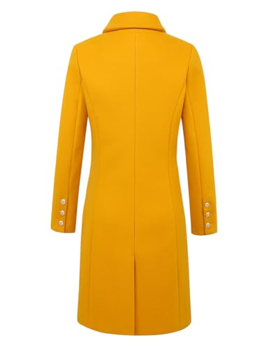 IDEALSANXUN Peacoat Womens Coat Wool & Pea Coats Fall Winter Trench Coats (Yellow, XL)
