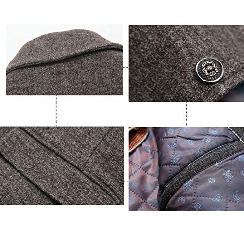INVACHI Men's Wool Blend Pea Coat Warm Winter Coat Business Dress Coats With Removable Scarf