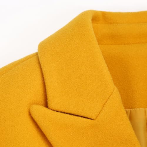 IDEALSANXUN Peacoat Womens Coat Wool & Pea Coats Fall Winter Trench Coats (Yellow, XL)