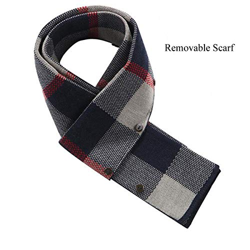 INVACHI Men's Wool Blend Pea Coat Warm Winter Coat Business Dress Coats With Removable Scarf