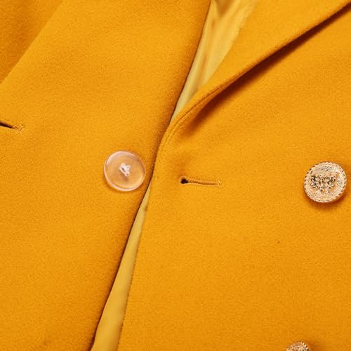 IDEALSANXUN Peacoat Womens Coat Wool & Pea Coats Fall Winter Trench Coats (Yellow, XL)