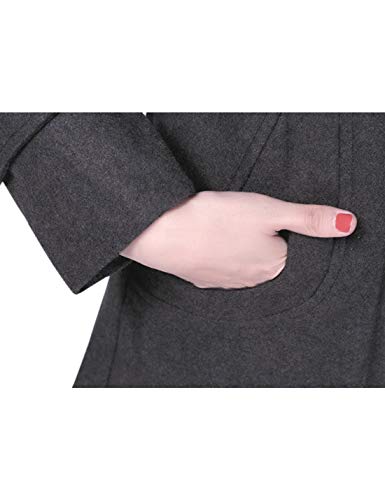 Tanming Women's Warm Double Breasted Wool Pea Coat Trench Coat Jacket with Hood (Grey-M)