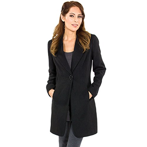 Alpine Swiss Stella Womens Black Wool Single Button 7/8 Length Overcoat Medium
