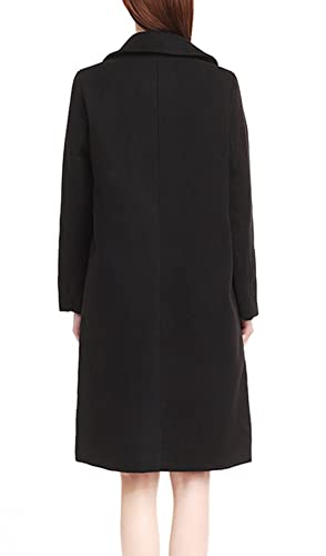 chouyatou Women's Winter Casual Single Breasted Long Wool Coat Formal Office Wool Overcoat (X-Large, Black)