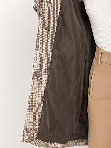 Allegra K Women's Peter Pan Collar Single Breasted Overcoat Winter Long Coat Medium Brown