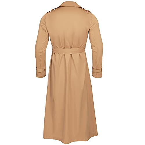 Dgoopd Trench Coat Men Long Double Breasted Trench Coat Belted Lightweight Jacket Notched Lapel Jacket Windbreaker Overcoat