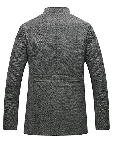 wantdo Men's Winter Overcoats Windproof Wool Jacket Pea Coat Thick Grey Small