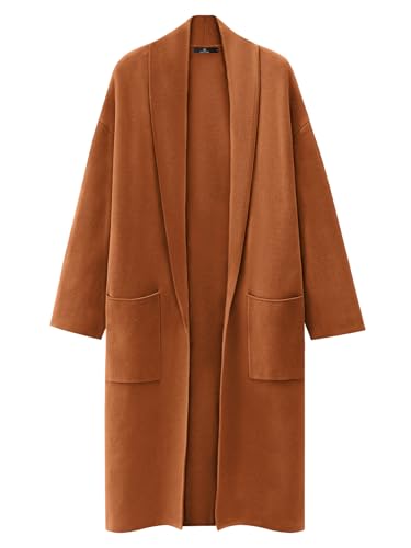 LILLUSORY Winter Coats for Women Knit 2024 Winter Orange Sweater Trendy Long Cardigan Holiday Overcoat