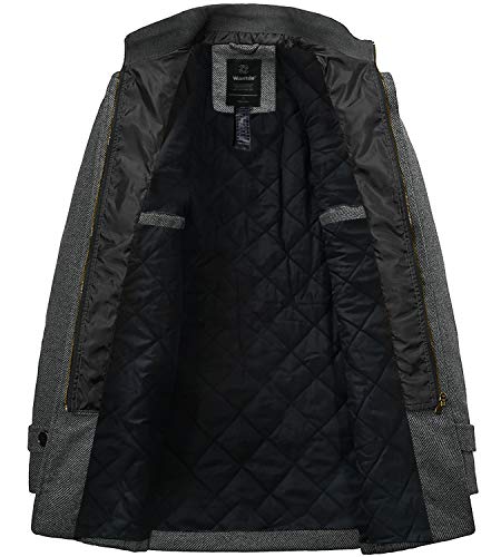 wantdo Men's Winter Overcoats Windproof Wool Jacket Pea Coat Thick Grey Small