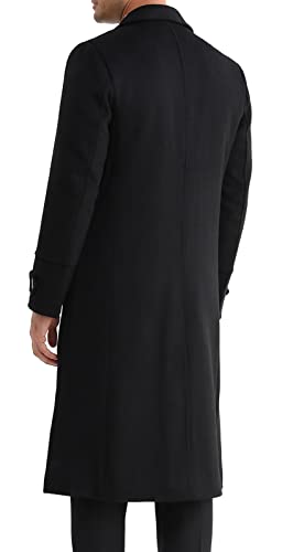APTRO Men's Luxury Full Length Trench Coat Long Wool Overcoat Winter Windbreaker 1818 Black M