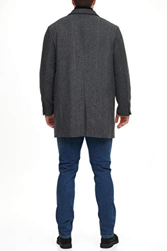 Dockers Men's Henry Wool Blend Top Coat (Regular and Big & Tall Sizes), Charcoal Herringbone, XX-Large