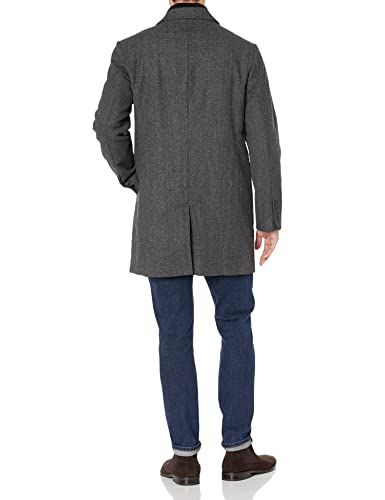 Dockers Men's Henry Wool Blend Top Coat (Regular and Big & Tall Sizes), Charcoal Herringbone, XX-Large