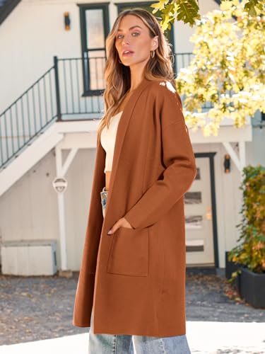 LILLUSORY Winter Coats for Women Knit 2024 Winter Orange Sweater Trendy Long Cardigan Holiday Overcoat