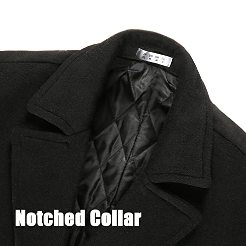 APTRO Men's Luxury Full Length Trench Coat Long Wool Overcoat Winter Windbreaker 1818 Black M