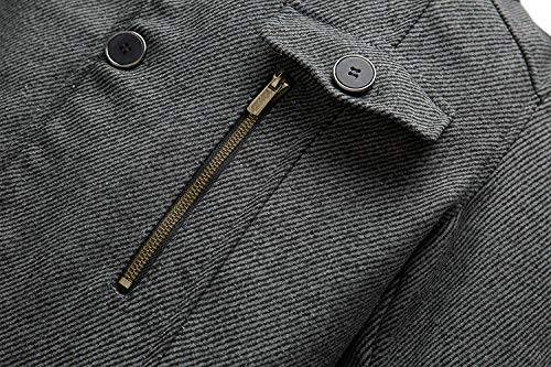 wantdo Men's Winter Overcoats Windproof Wool Jacket Pea Coat Thick Grey Small
