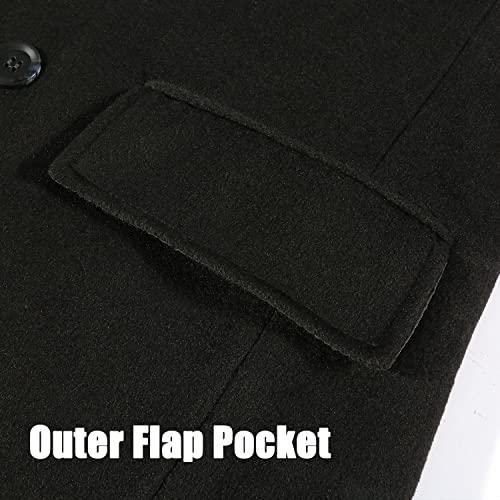 APTRO Men's Luxury Full Length Trench Coat Long Wool Overcoat Winter Windbreaker 1818 Black M
