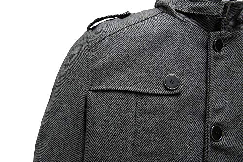 wantdo Men's Winter Overcoats Windproof Wool Jacket Pea Coat Thick Grey Small