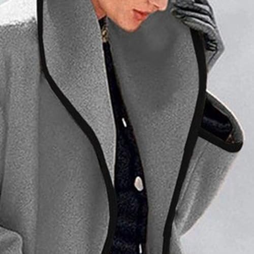 Maiyifu-GJ Women's Shawl Collar Wool Blend Coat Overcoat Lapel Collar Trench Coats Mid Long Single Breasted Jacket Outerwear (Dark Grey,X-Large)